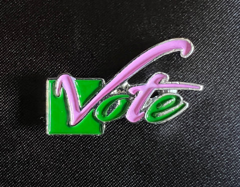 Pink & Green VOTE Lapel Pin - Small