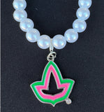Pink and Green Ivy Pearl Bracelet