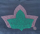 Pink & Green 3D Ivy Vneck - Black (Limit 1 Per Order)
