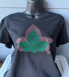3D Pink & Green Ivy Vneck Tshirt