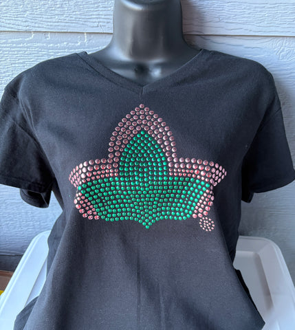 3D Pink & Green Ivy Vneck Tshirt