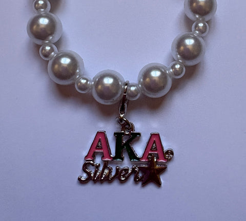 Silver Star Script Pearl Bracelet