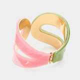Pink & Green Resin Hinged Bangle Bracelet