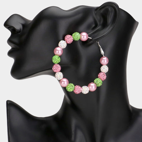 Pearl Beaded Hoop Earrings