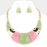 Pink & Green Resin Hinged Necklace