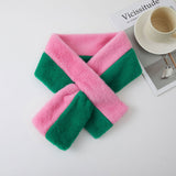 Two Tone Plush Fur Pull Through Winter Scarf