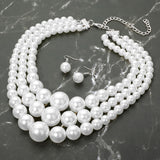 Bold Chunky Pearl Triple Strand Necklace