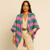 Striped Fringe Shawl Wrap - Limit 1 per order