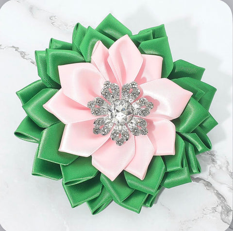 Oversized Decorative Satin Floral Ribbon Pin Brooch
