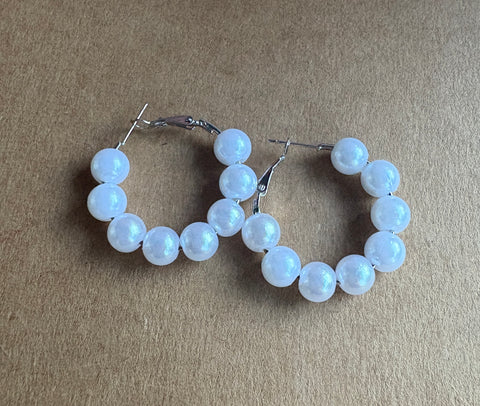 Small Pearl Hoop Earrings