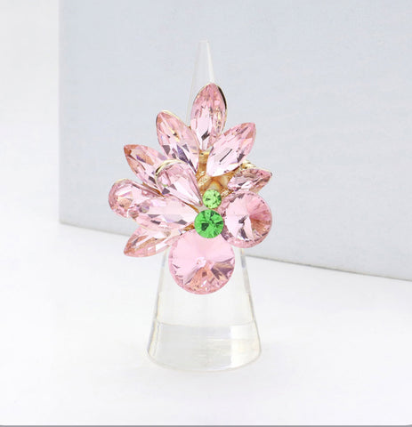 Crystal Stone Cluster Stretch Ring 2