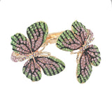 Rhinestone Double Butterfly Hinged Bangle Bracelet