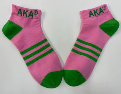 Pink AKA Striped Ankle Socks