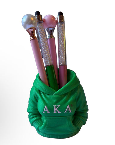 Green Pencil/Pen Desk and Shelf Decor w/ 3 AKA Pens