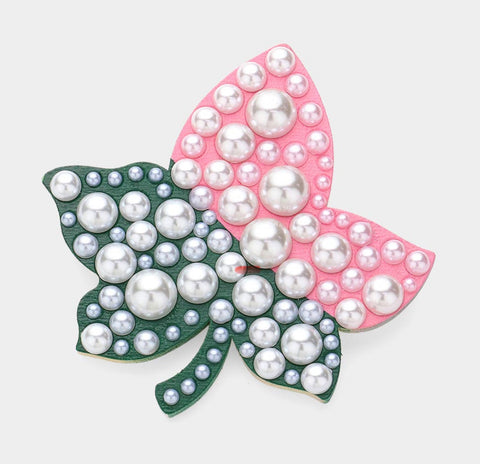Pearl Embellished Ivy Leaf Pin