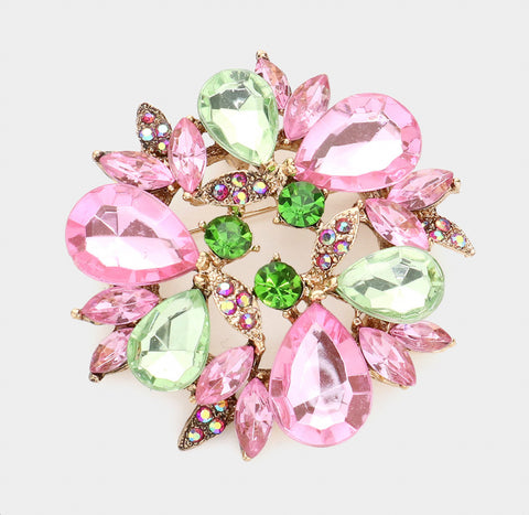 Crystal Teardrop Wreath Brooch