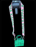 AKA Beaded Purse Strap w/ Mini Green Purse - Pink