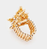 Crystal Floral Butterfly Stretch Ring