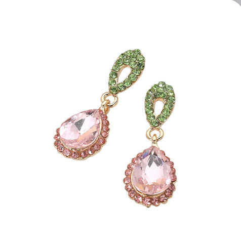 Iridescent Teardrop Crystal Dangle Earrings