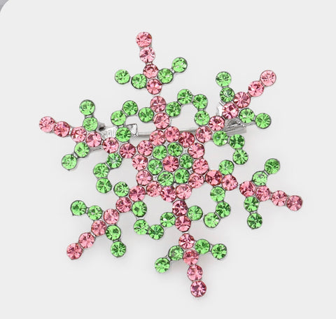 Rhinestone Snowflake Pin Brooch