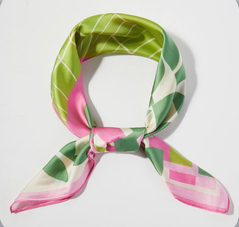 Geometric Color Block Print Square Bandana Scarf