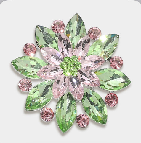 Marquise Stone Accented Flower Pin Brooch