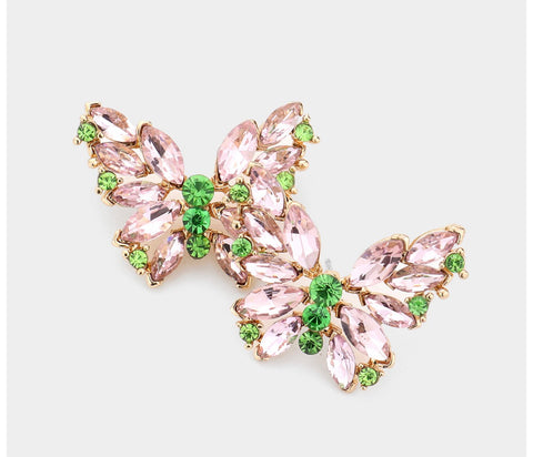 Butterfly Stone Cluster Evening Earrings