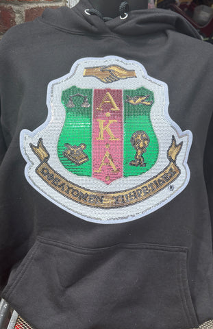 Sequins Shield Hoodie Sweatshirt- Limit 1 per Order