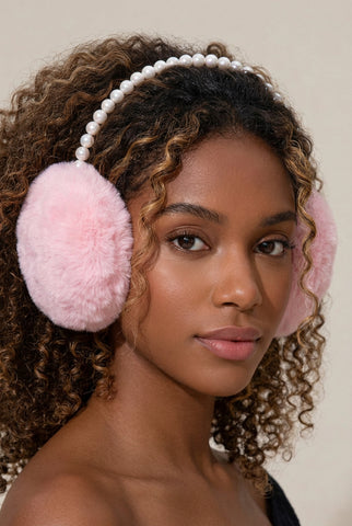 Pearl Fuzzy Plush Oversized Earmuff