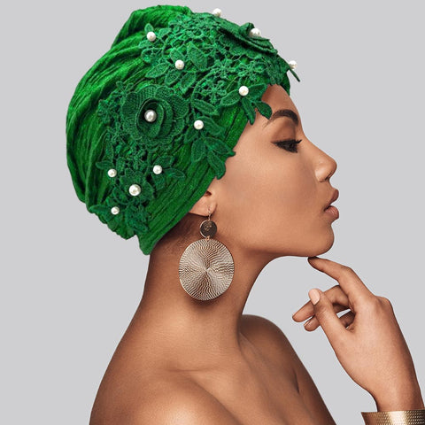 Pearl Embellished Turban Hair Wrap