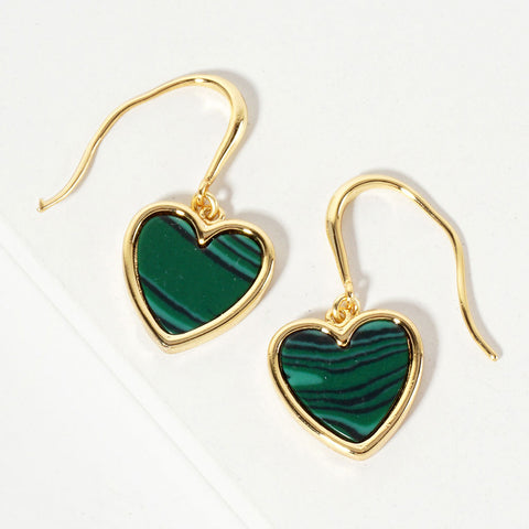 Green Heart Earrings