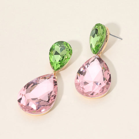 Glass Crystal Teardrop Evening Earrings