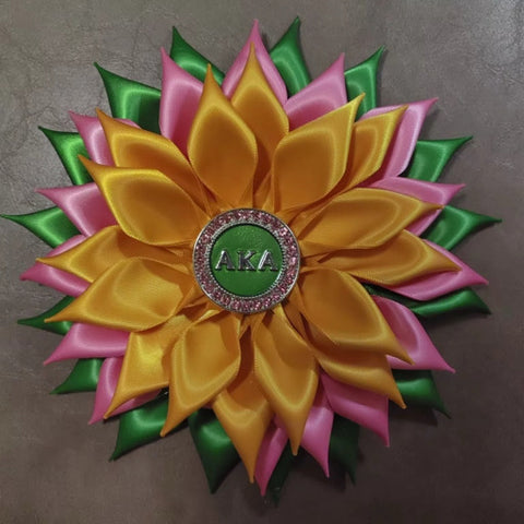 Golden Multi Color AKA Satin Flower Brooch