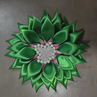 Green Ivy Satin Flower Brooch