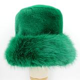 Fur Russian Style Plush Bucket Hat - Green