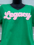 LEGACY Chenille Patch Short Slv Vneck Tshirt