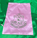 Set of 5 PINK Large Satin AKA Shield Gift Bag/ Shoe Bag
