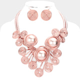 Pink Metal Swirl Necklace Set