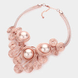 Pink Metal Swirl Necklace Set