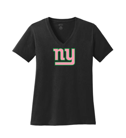 NY Giants Vneck Shirt - Pink & Green