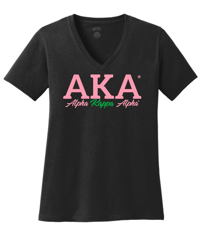 AKA Letters Vneck - Black