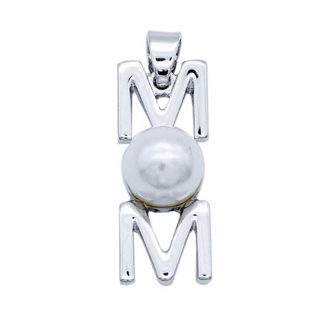 Silver and Pearl MOM Pendant Necklace