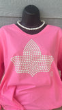 3D Pearl Ivy on Pink Long Slv Vneck Shirt