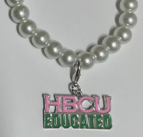 AKA HBCU EDUCATED Charm Pearl Bracelet