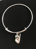 Silver Pinkie Charm Bangle Bracelet