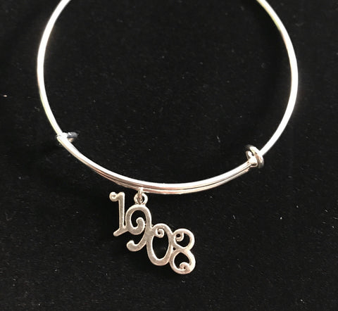 Silver 1908 Charm Bangle Bracelet