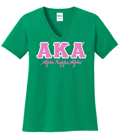 AKA Letters Classic Vneck Tshirt