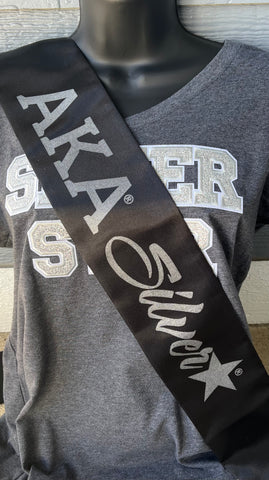AKA Silver Star Satin Sash