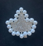 Large Ivy Pearl and Rhinestone Lapel Pin