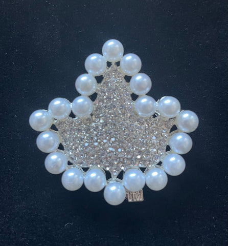 IVY Pearl and Rhinestone Lapel Pin- Silver